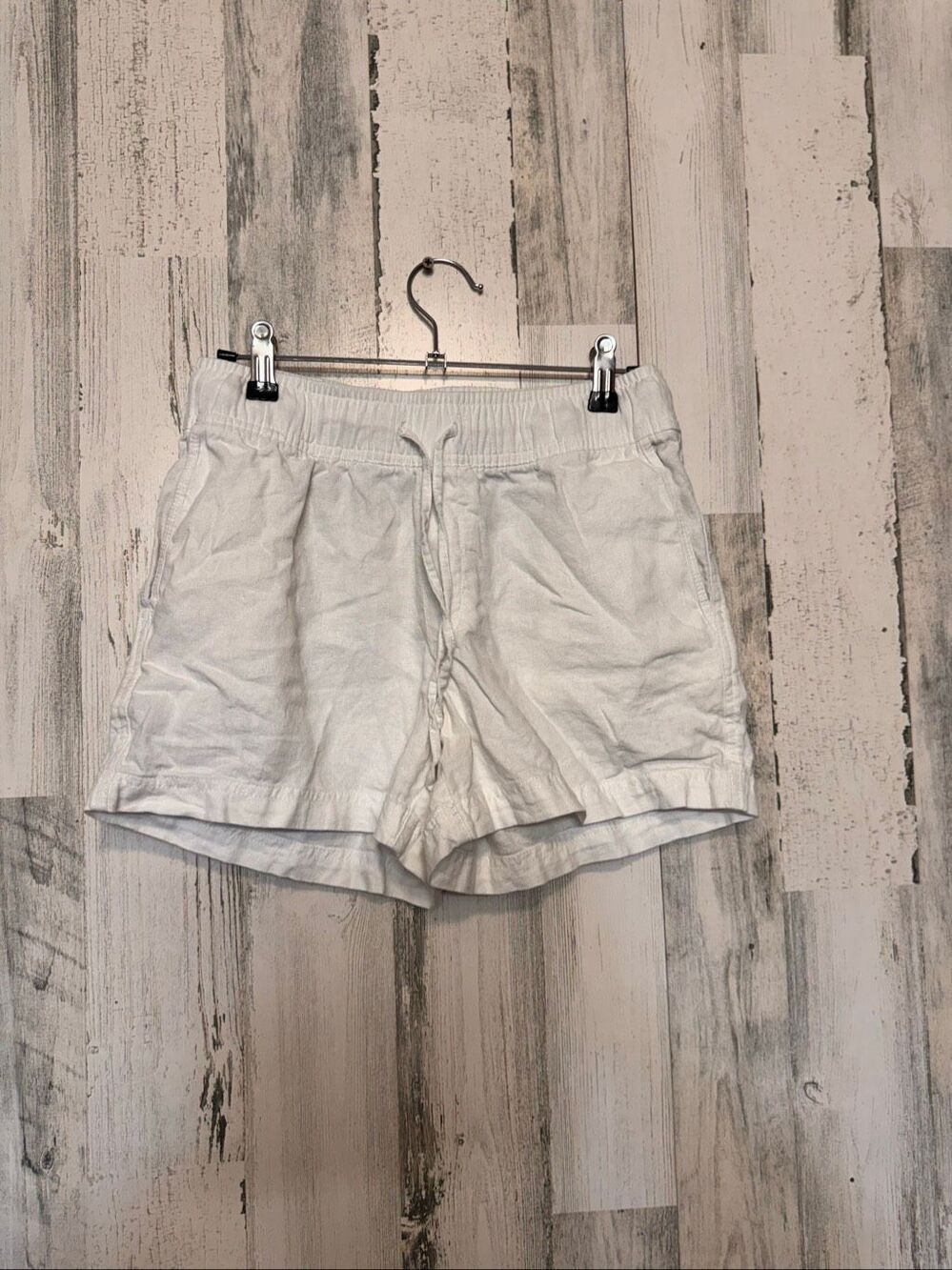 GAP White Linen Rayon Blend Elastic Drawstring Waist Pull-On Casual Shorts XS